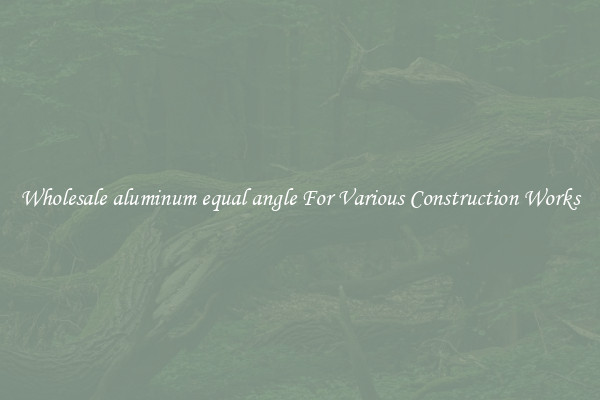 Wholesale aluminum equal angle For Various Construction Works