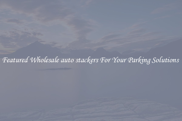 Featured Wholesale auto stackers For Your Parking Solutions 